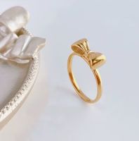 Fashion Bow Knot Titanium Steel Plating Rings 1 Piece sku image 4