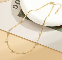 Fashion Geometric Titanium Steel Inlay Zircon Necklace 1 Piece sku image 3