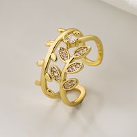 Fashion Star Moon Flower Copper Inlaid Zircon Open Ring 1 Piece main image 5