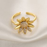 Mode Star Moon Blume Kupfer Intarsien Zirkon Offener Ring 1 Stück main image 2