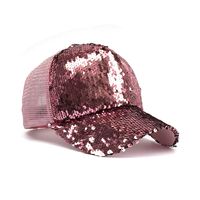 Women's Fashion Solid Color Sequins Curved Eaves Baseball Cap main image 4