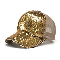 Women's Fashion Solid Color Sequins Curved Eaves Baseball Cap sku image 4