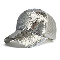 Women's Fashion Solid Color Sequins Curved Eaves Baseball Cap sku image 3