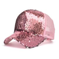 Women's Fashion Solid Color Sequins Curved Eaves Baseball Cap sku image 6