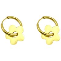 1 Pair Japanese Style Flower Plating Titanium Steel Drop Earrings main image 3