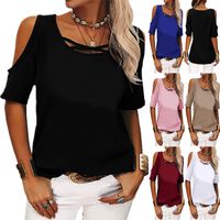 Women's T-shirt Short Sleeve T-shirts Patchwork Casual Solid Color main image 1