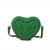 Small Pu Leather Flower Streetwear Heart-shaped Zipper Crossbody Bag sku image 3