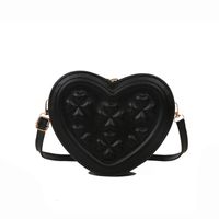 Small Pu Leather Flower Streetwear Heart-shaped Zipper Crossbody Bag sku image 5