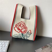 Women's Small Summer Polyester Flower Cute Square Open Bucket Bag sku image 2