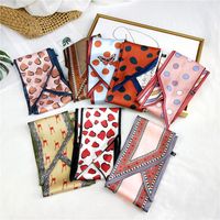 Women's Sweet Polka Dots Heart Shape Butterfly Polyester Satin Printing Silk Scarves main image 6