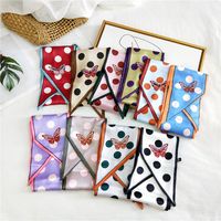 Women's Sweet Polka Dots Heart Shape Butterfly Polyester Satin Printing Silk Scarves main image 3