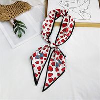 Women's Sweet Polka Dots Heart Shape Butterfly Polyester Satin Printing Silk Scarves sku image 19