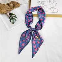 Women's Sweet Polka Dots Heart Shape Butterfly Polyester Satin Printing Silk Scarves sku image 23