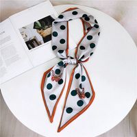 Women's Sweet Polka Dots Heart Shape Butterfly Polyester Satin Printing Silk Scarves sku image 32
