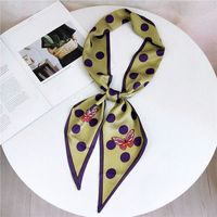 Women's Sweet Polka Dots Heart Shape Butterfly Polyester Satin Printing Silk Scarves sku image 27