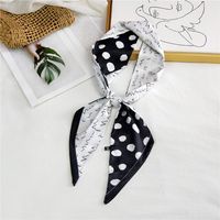 Women's Sweet Polka Dots Heart Shape Butterfly Polyester Satin Printing Silk Scarves sku image 18