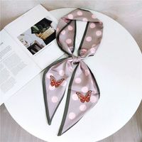 Women's Sweet Polka Dots Heart Shape Butterfly Polyester Satin Printing Silk Scarves sku image 31