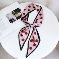 Women's Sweet Polka Dots Heart Shape Butterfly Polyester Satin Printing Silk Scarves sku image 26