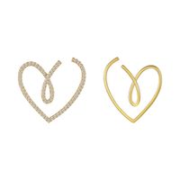 1 Pair Fashion Heart Shape Alloy Asymmetrical Hollow Out Inlay Rhinestones Women's Drop Earrings sku image 1