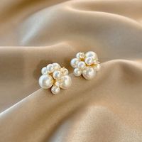 1 Pair Fashion Star Flower Imitation Pearl Alloy Inlay Rhinestones Women's Earrings main image 4