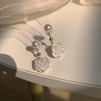 1 Pair Fashion Star Flower Imitation Pearl Alloy Inlay Rhinestones Women's Earrings sku image 6