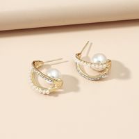 1 Pair Fashion Star Flower Imitation Pearl Alloy Inlay Rhinestones Women's Earrings sku image 34