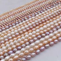 Handmade Beaded Hairpin Diy Ornament Material Natural Freshwater Pearl Strong Light Rice-shaped 2-9mm Small Rice-shaped Beads Scattered Beads main image 1