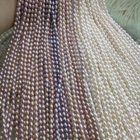 Handmade Beaded Hairpin Diy Ornament Material Natural Freshwater Pearl Strong Light Rice-shaped 2-9mm Small Rice-shaped Beads Scattered Beads main image 3
