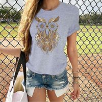 Women's T-shirt Short Sleeve T-shirts Printing Streetwear Animal Owl main image 4
