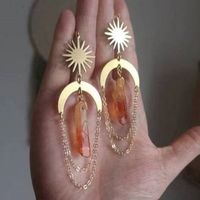 Fashion Sun Moon Crystal Plating Drop Earrings 1 Pair main image 5