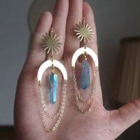 Fashion Sun Moon Crystal Plating Drop Earrings 1 Pair sku image 2