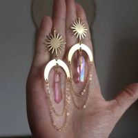 Fashion Sun Moon Crystal Plating Drop Earrings 1 Pair main image 3