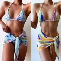 Frau Mehrfarbig Polyester Bikinis 3-teiliges Set main image 2