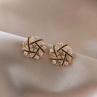 Simple Style Heart Shape Flower Bow Knot Imitation Pearl Alloy Rhinestone Irregular Women's Earrings 1 Pair sku image 53