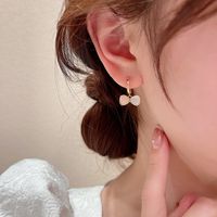 Simple Style Heart Shape Flower Bow Knot Imitation Pearl Alloy Rhinestone Irregular Women's Earrings 1 Pair sku image 43