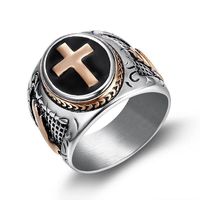 1 Piece Hip-hop Cross Titanium Steel Plating Men's Rings sku image 25