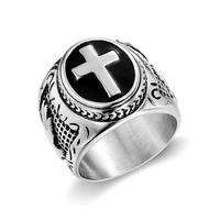 1 Piece Hip-hop Cross Titanium Steel Plating Men's Rings sku image 2