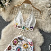 Women's Vacation Floral Knit Tassel Skirt Sets main image 5