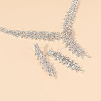 1 Set Fashion Geometric Copper Inlay Rhinestones Women's Earrings Necklace main image 4