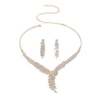 1 Set Fashion Geometric Copper Inlay Rhinestones Women's Earrings Necklace main image 2