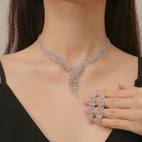 1 Juego Moda Geométrico Cobre Embutido Diamantes De Imitación Mujeres Aretes Collar main image 1