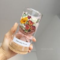 Ing Bottle Dried Flowers Bouquet Mini Glass Cover Cork Ornament Decoration Teacher's Day Christmas Gift sku image 3