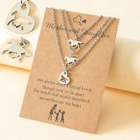 Mama Simple Style Horse Stainless Steel Polishing Hollow Out Pendant Necklace 3 Piece Set main image 1