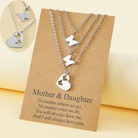 Fashion Mama Butterfly Stainless Steel Polishing Hollow Out Pendant Necklace 3 Piece Set main image 1