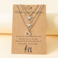 Mama Simple Style Horse Stainless Steel Polishing Hollow Out Pendant Necklace 3 Piece Set main image 4