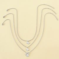 Fashion Mama Butterfly Stainless Steel Polishing Hollow Out Pendant Necklace 3 Piece Set main image 3