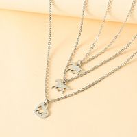 Mama Simple Style Horse Stainless Steel Polishing Hollow Out Pendant Necklace 3 Piece Set main image 5