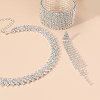 1 Set Simple Style Tassel Solid Color Rhinestone Women's Bracelets Earrings Necklace main image 4
