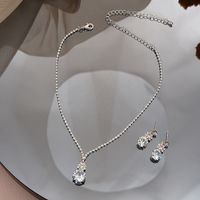 1 Set Simple Style Round Rhinestone Women's Earrings Necklace main image 4