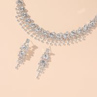 1 Set Fashion Tassel Imitation Pearl Rhinestone Women's Earrings Necklace main image 3